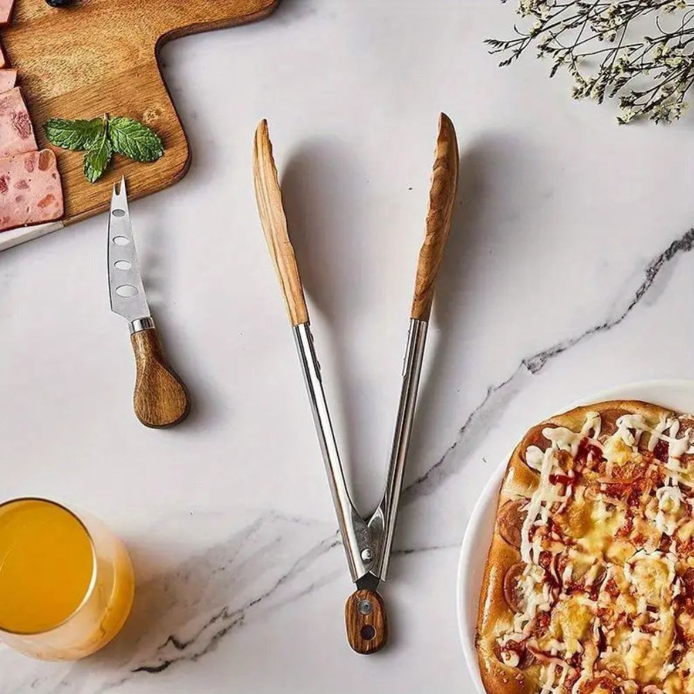 Kitchen Tongs Set with Locking Hinge for Grilling and Serving - view 2