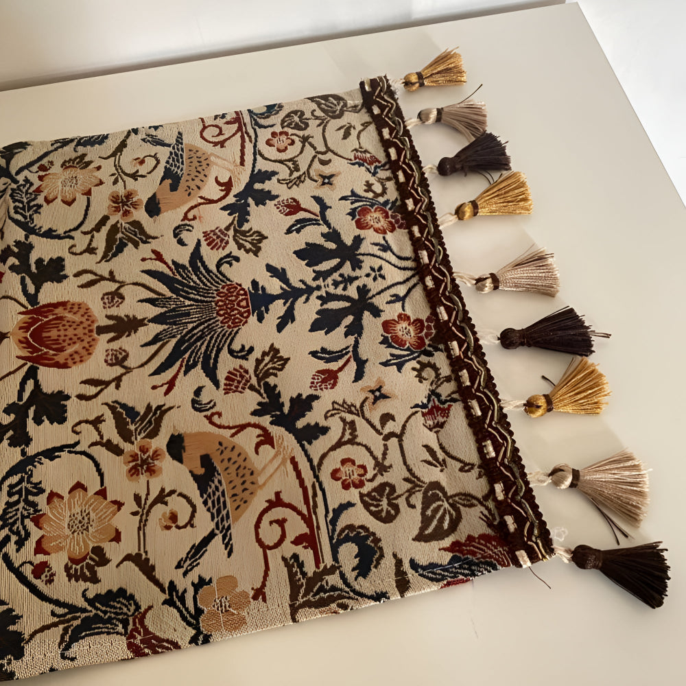 Vintage Jacquard Tablecloth - Flowers and Birds for Dining Table - view 8