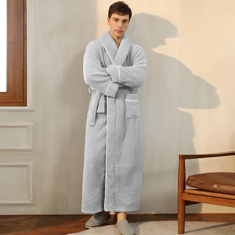 Plush Unisex Bathrobe with Pockets for Cozy Home Use - view 11