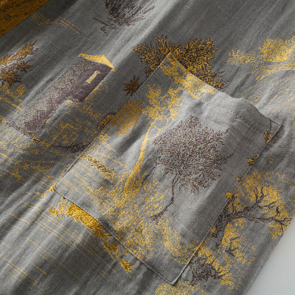 Kimono Bathrobe with Retro Design for Home or Spa - view 7