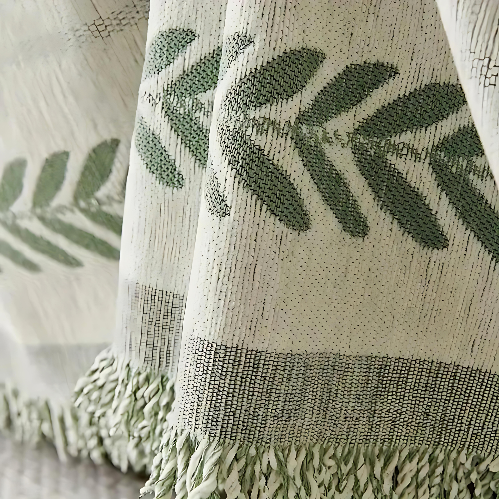 Couch Cover – Chenille Cotton, Jacquard with Fringes for Armchair or Loveseat in Living Room or Bedroom – view 7