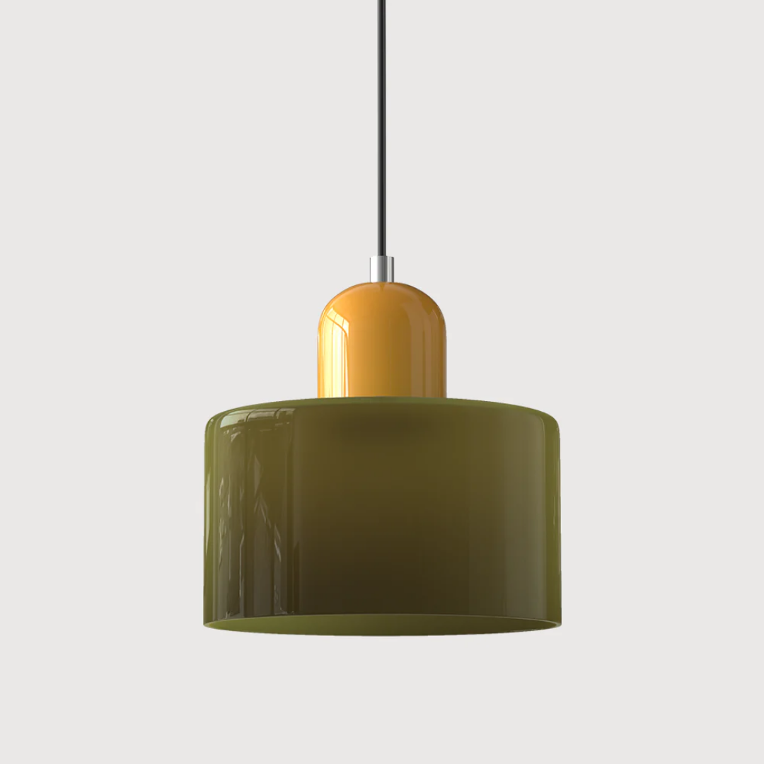 Retro Pendant Light in Dark Green and Orange, Adjustable Length - view 34