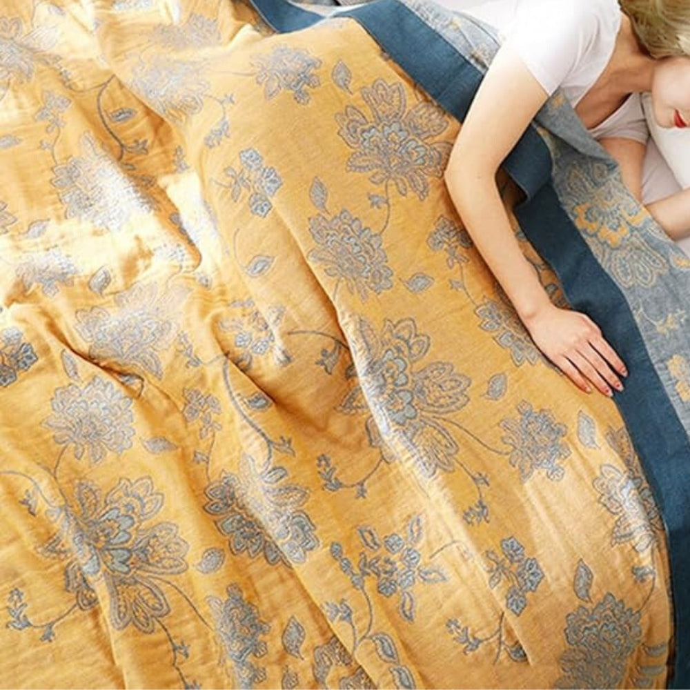 Floral Cotton Throw Blanket – Lightweight for Bed or Sofa – view 7