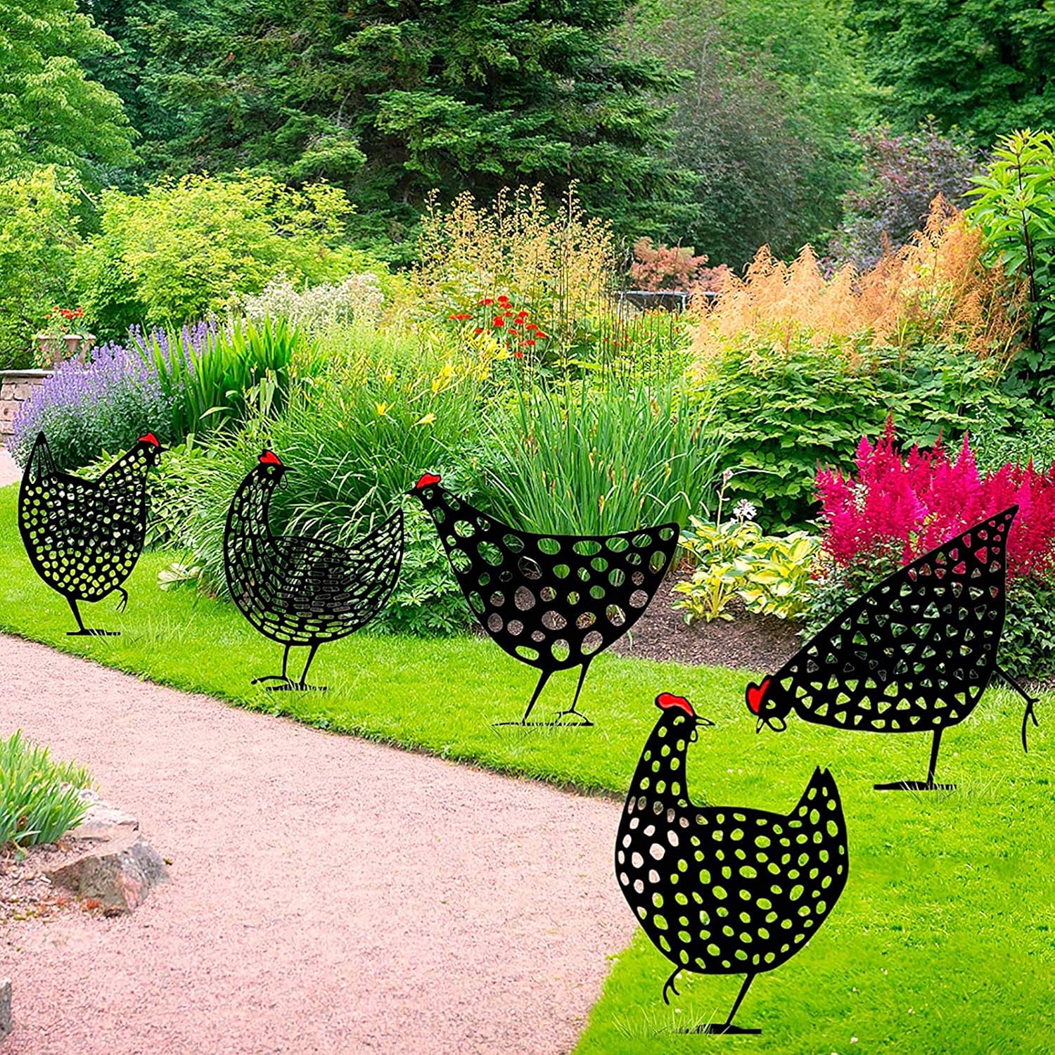 Stainless Steel Decorative Metal Chicken for Garden or Terrace – view 5