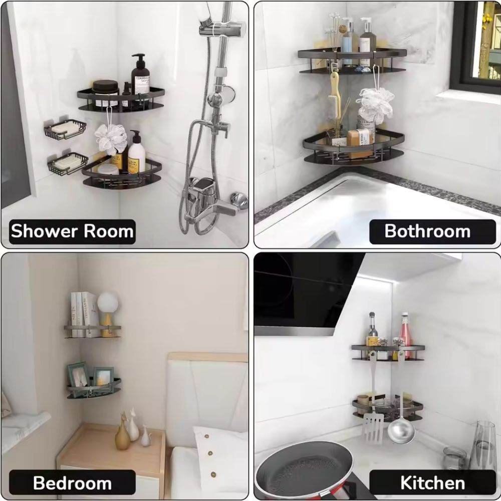 Bathroom Wall Shelf with Removable Hook - No-Drill Mounting - view 6