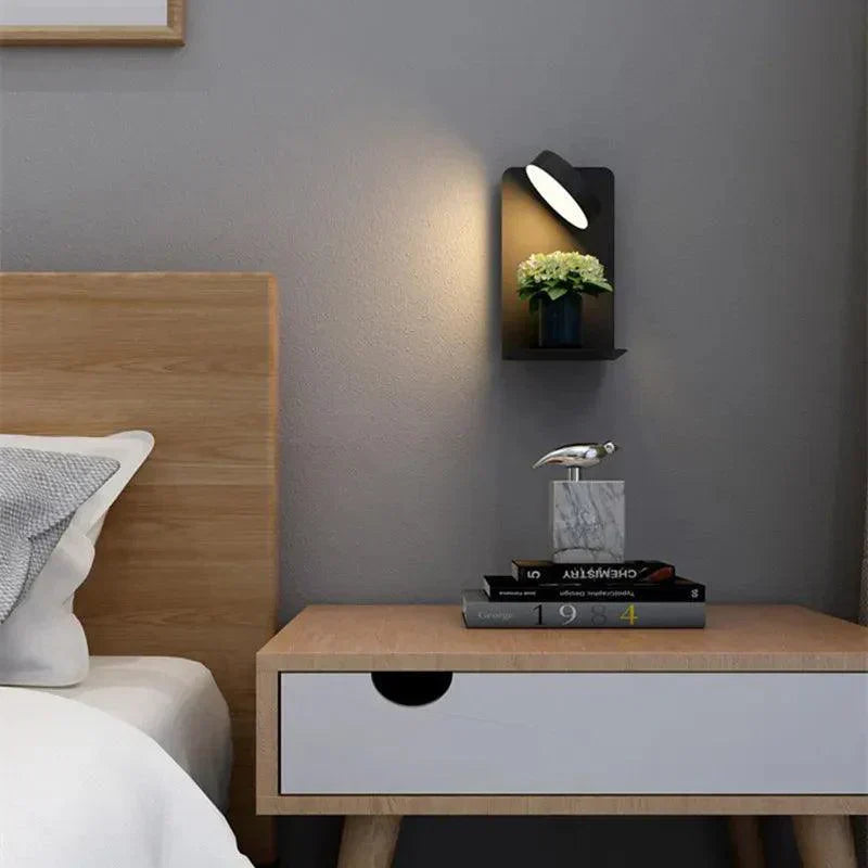 Multifunctional Black Lamp with Charging Station and Shelf - view 2