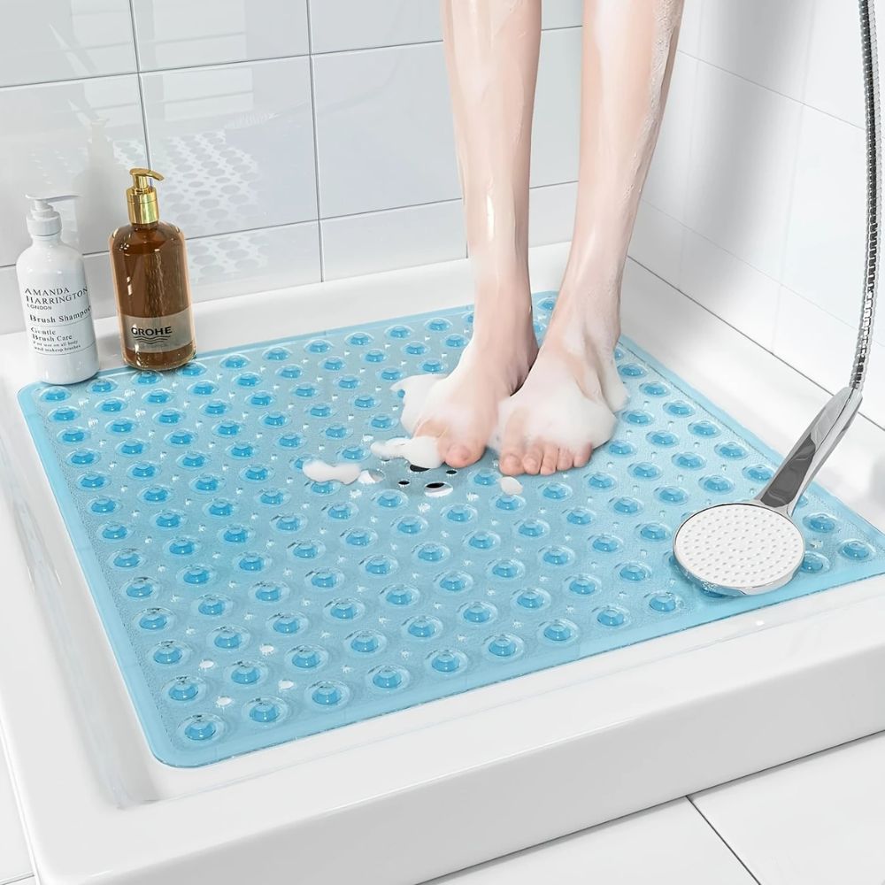 Non-Slip White Bath Mat with Minimalist Design for Shower - view 3