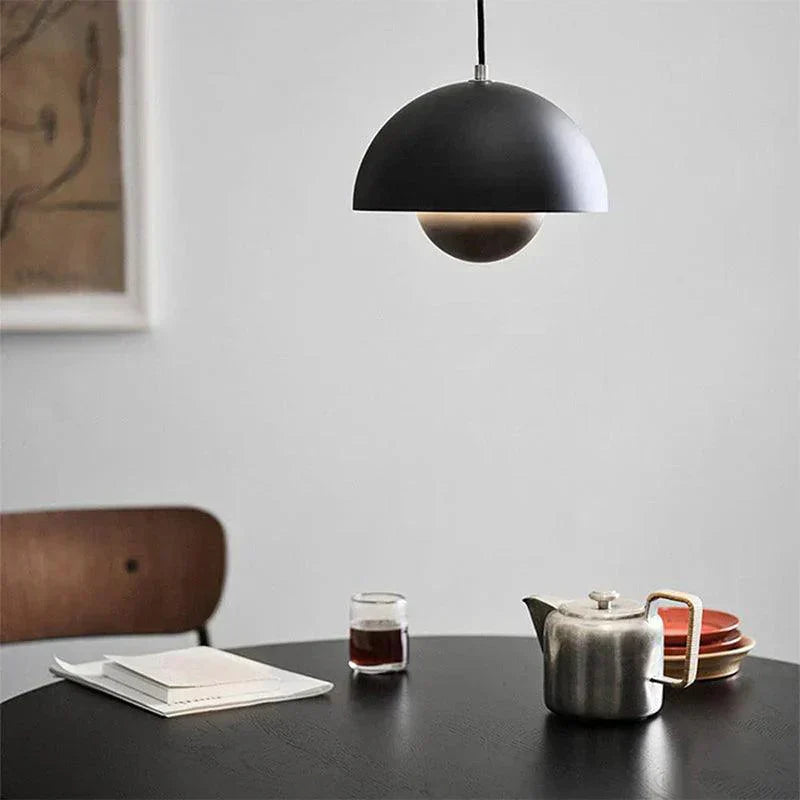 Scandinavian Pendant Light - Matte Black, Semi-Round Shape - view 14