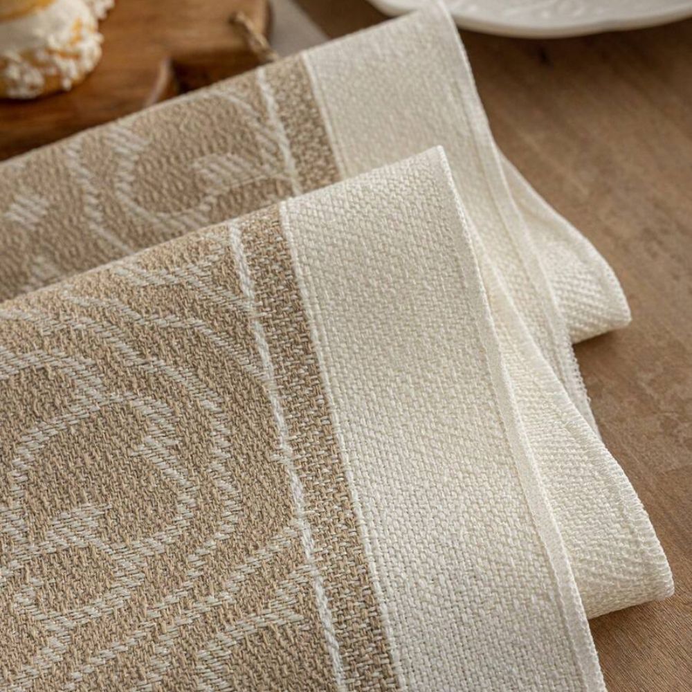 Damask Dune Jacquard Tablecloth - Earth Tones with Fringes – view 6