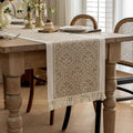 Damask Dune Jacquard Tablecloth - Earth Tones with Fringes – view 11