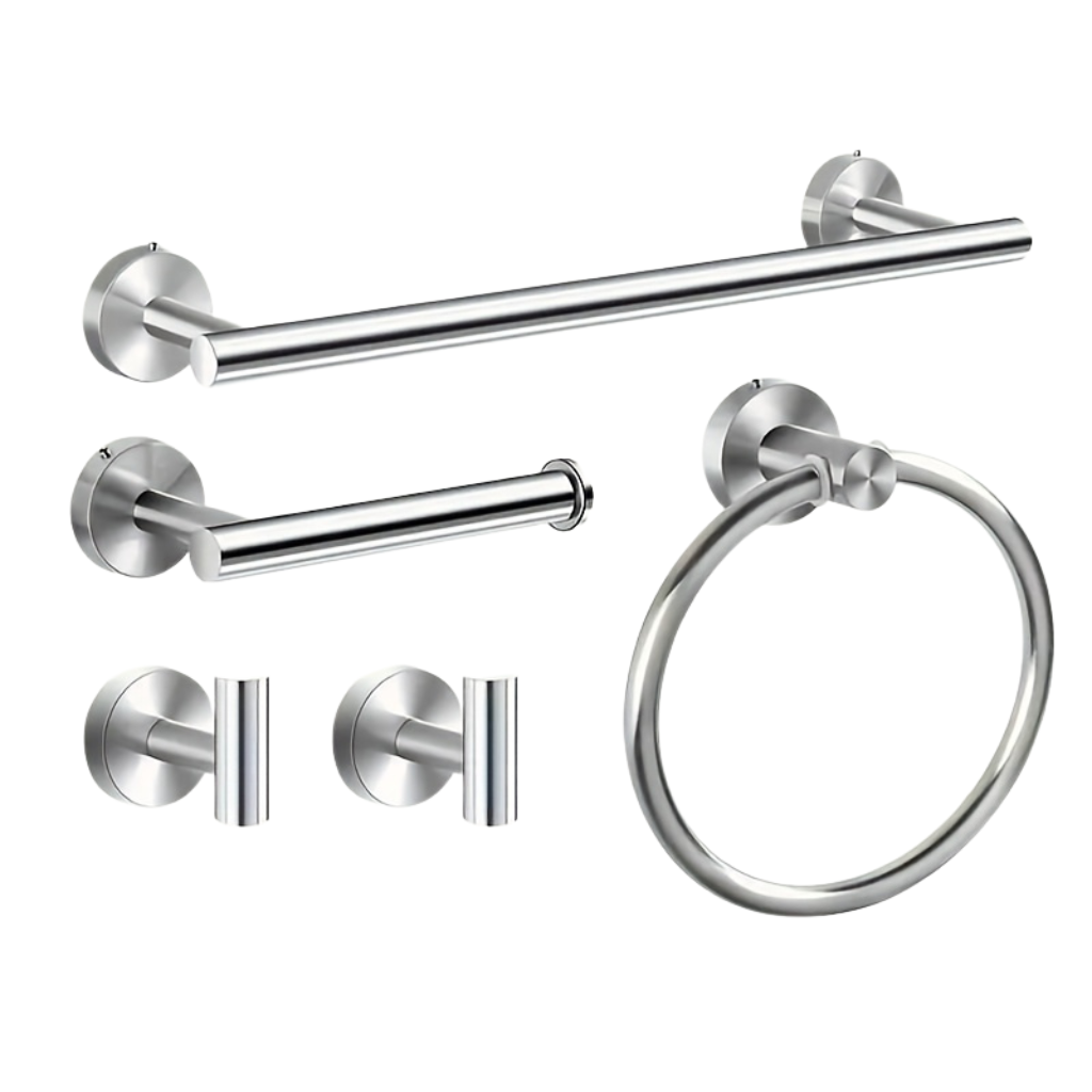 Towel Holder Set in Matte Black and Silver - Modern Design - view 4
