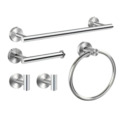 Towel Holder Set in Matte Black and Silver - Modern Design - view 4
