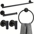 Stainless Steel Towel Holder Set - Matte Black/Silver, Modern Design