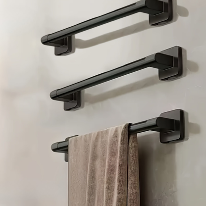 Black Towel Holder Set with Hooks and Shelf - Modern Bathroom Decor - view 7