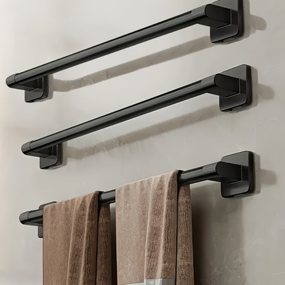 Black Towel Holder Set with Hooks and Shelf - Modern Bathroom Decor - view 8