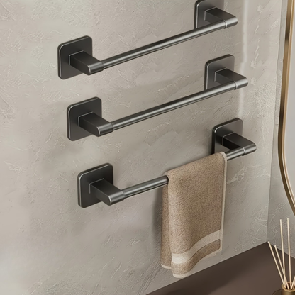 Black Towel Holder Set with Hooks and Shelf - Modern Bathroom Decor - view 10