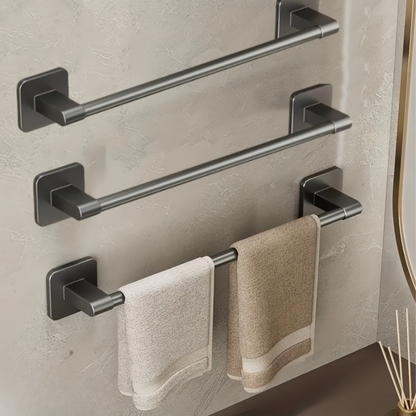 Black Towel Holder Set with Hooks and Shelf - Modern Bathroom Decor - view 11