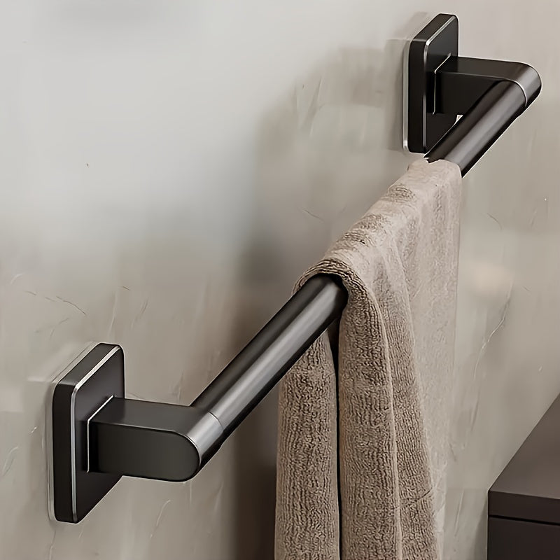 Black Towel Holder Set with Hooks and Shelf - Modern Bathroom Decor - view 2