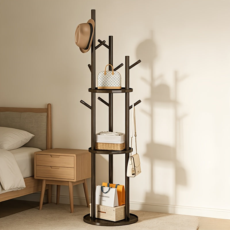 360° Rotating Coat Rack – 3 Shelves and 9 Hooks for Entryway - view 3