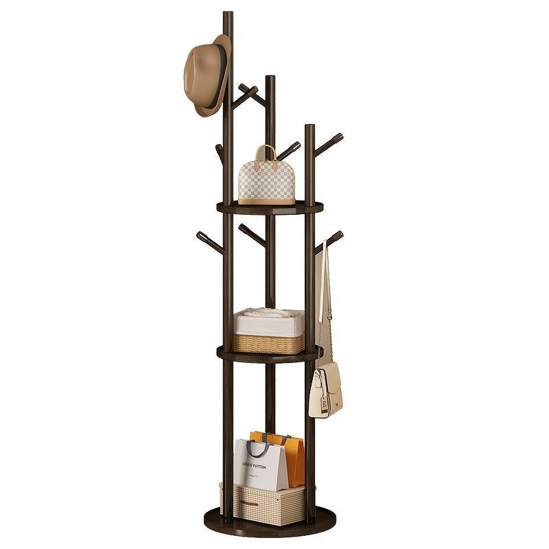 360° Rotating Coat Rack – 3 Shelves and 9 Hooks for Entryway - view 4