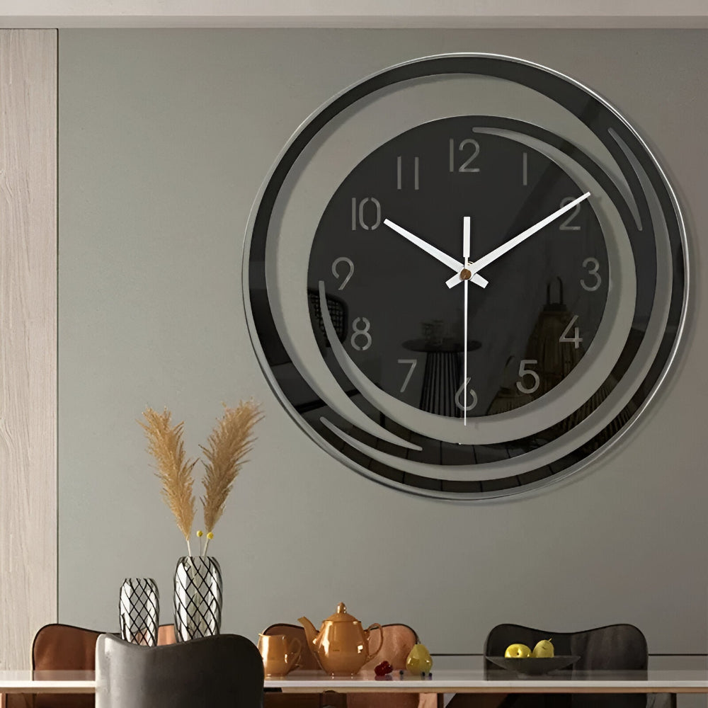 Moderne Vægur – Sort Akryl, Minimalistisk Design til Stue eller Soveværelse – view 2