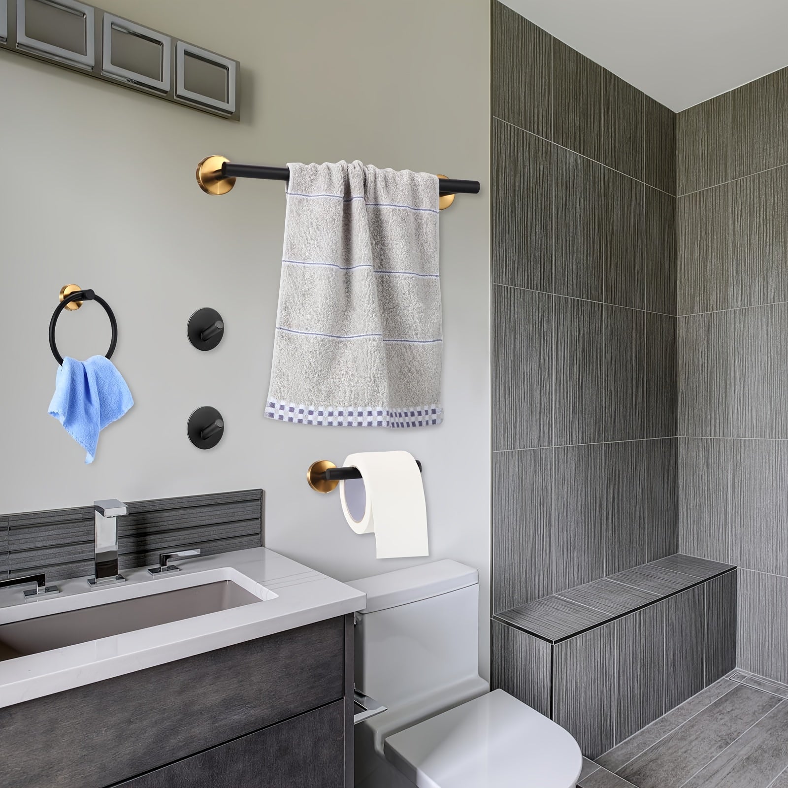 Matte Black Towel Holder Set for Modern Bathrooms - view 5