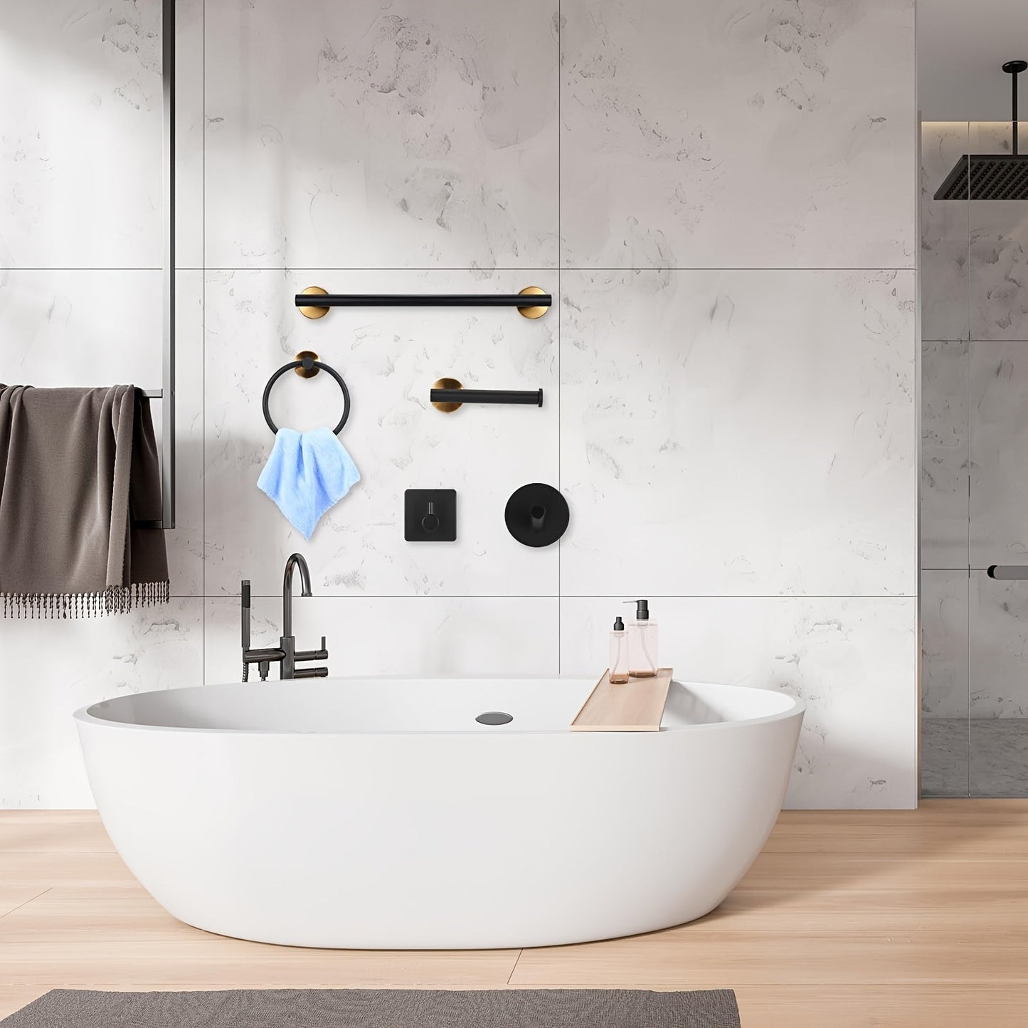 Matte Black Towel Holder Set for Modern Bathrooms - view 6