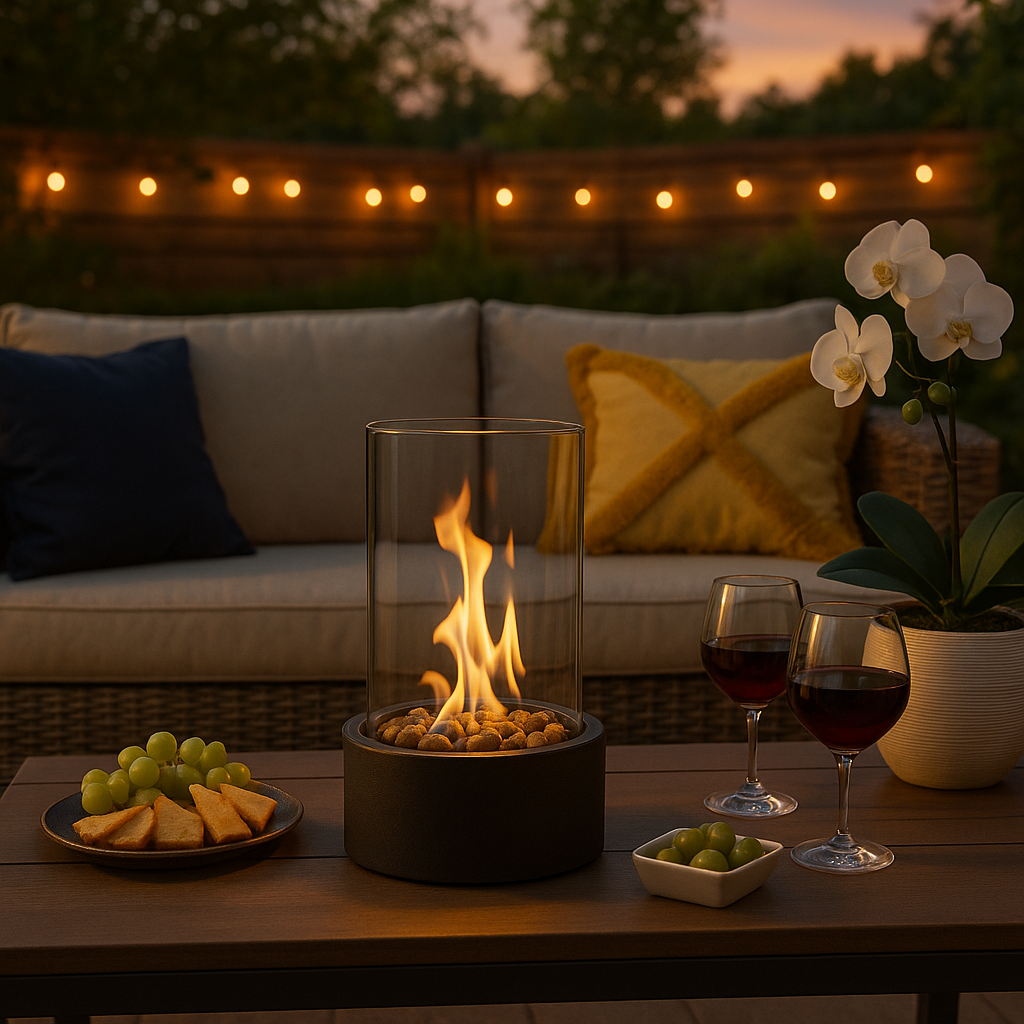Table Fireplace - Smoke-Free Glass & Stainless Steel for Indoor/Outdoor – view 2