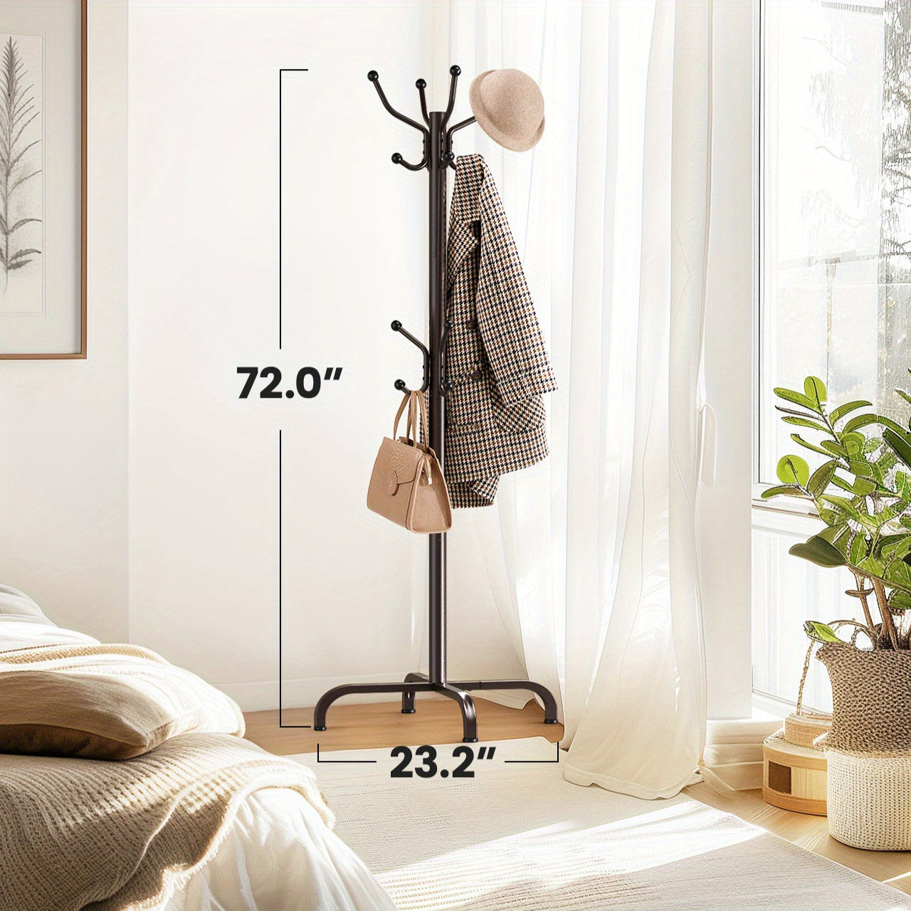 Adjustable Coat Rack – Black, 14 Hooks for Entryway or Bedroom - view 4