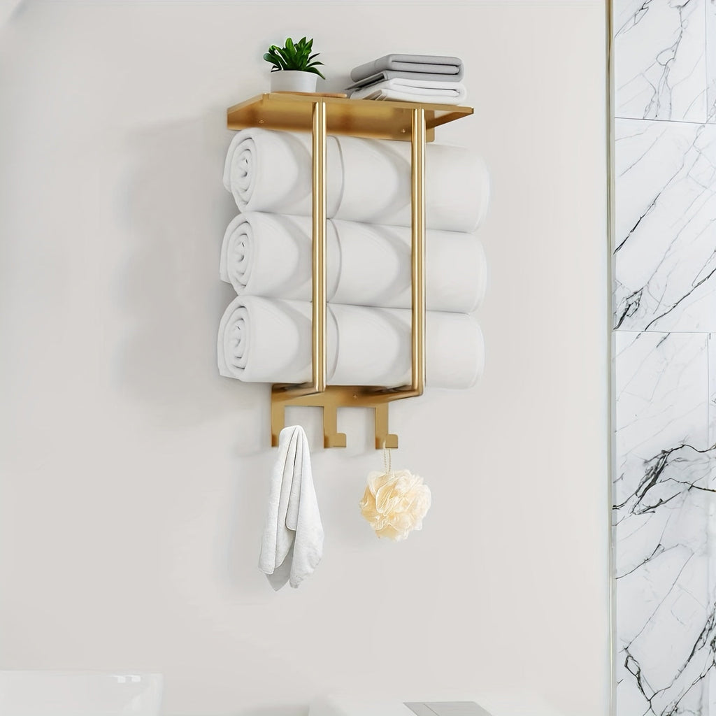 Stainless Steel Towel Holder with Gold Accents for Modern Bathrooms – view 4