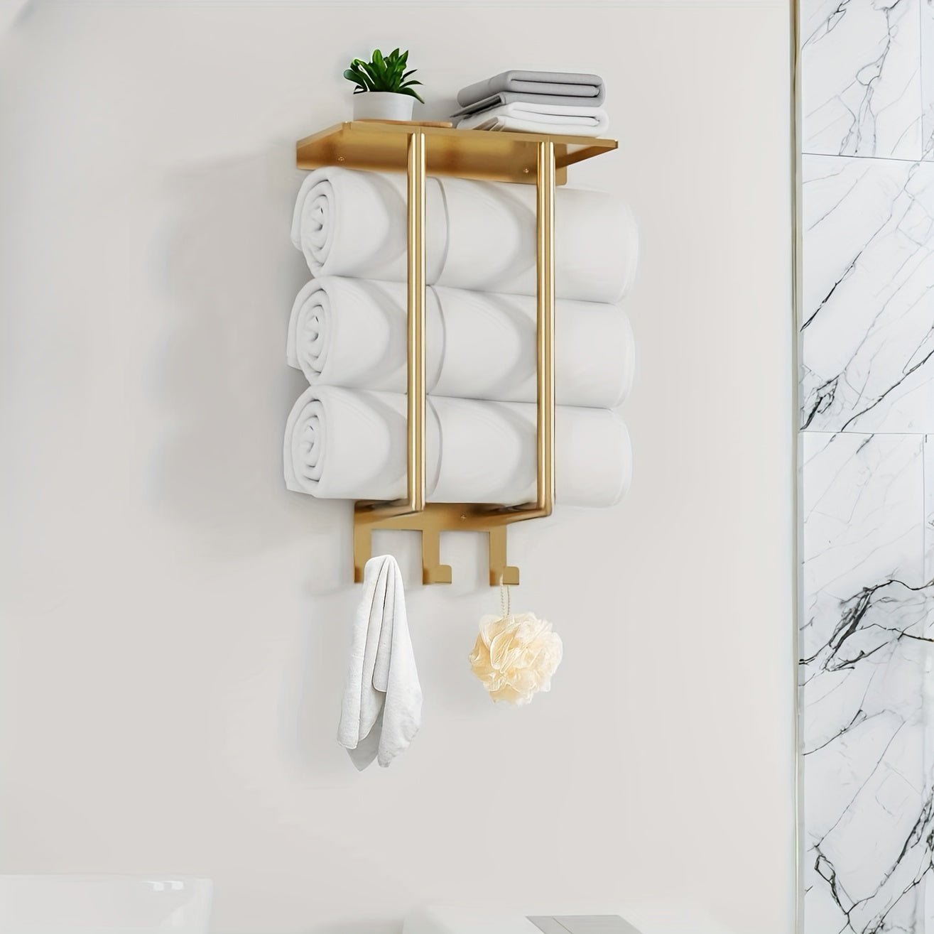 Towel Holder with Gold Accents for Modern Bathrooms - view 4