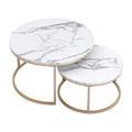 Round Side Table – White Marble with Golden Accents for Modern Living Room Decor – view 2