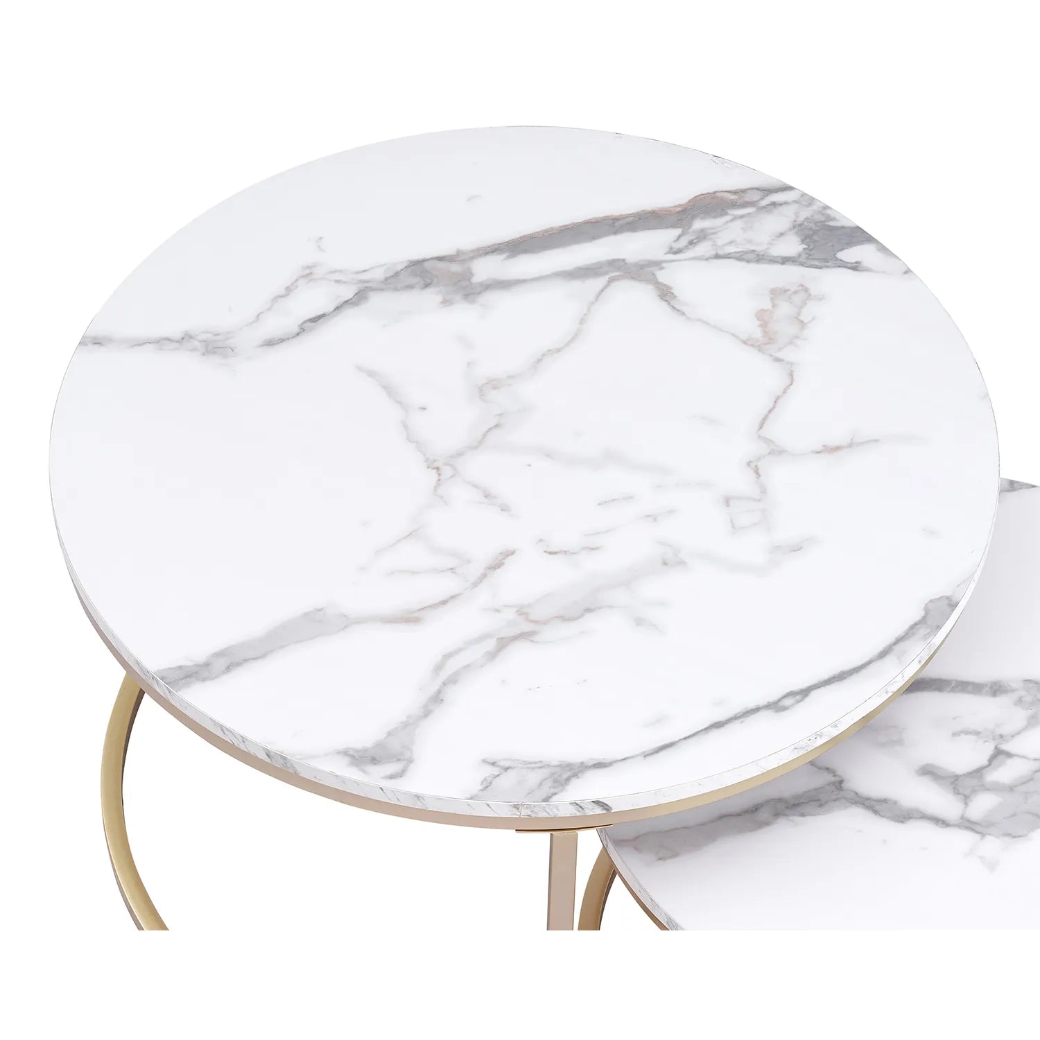 Round Side Table – White Marble with Golden Accents for Modern Living Room Decor – view 5