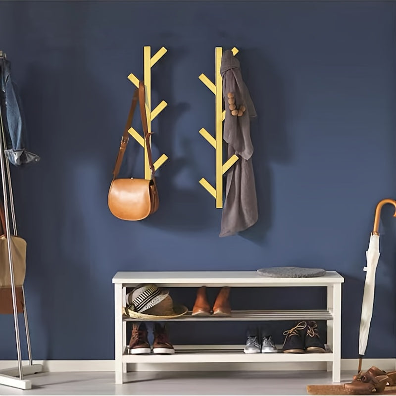 Wall-Mounted Clothes Rack with Gold-Colored Pipes - view 13