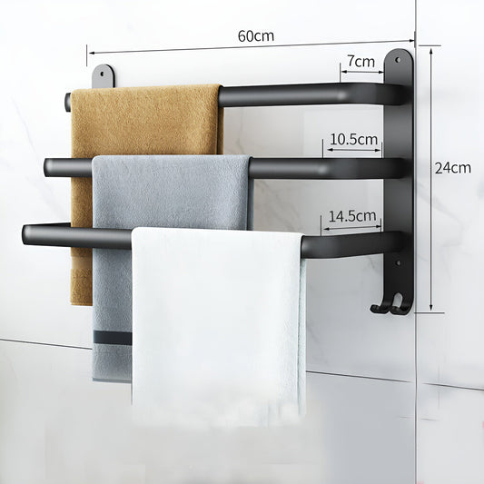 Black 3-Tier Wall-Mounted Towel Holder for Bathroom - view 2