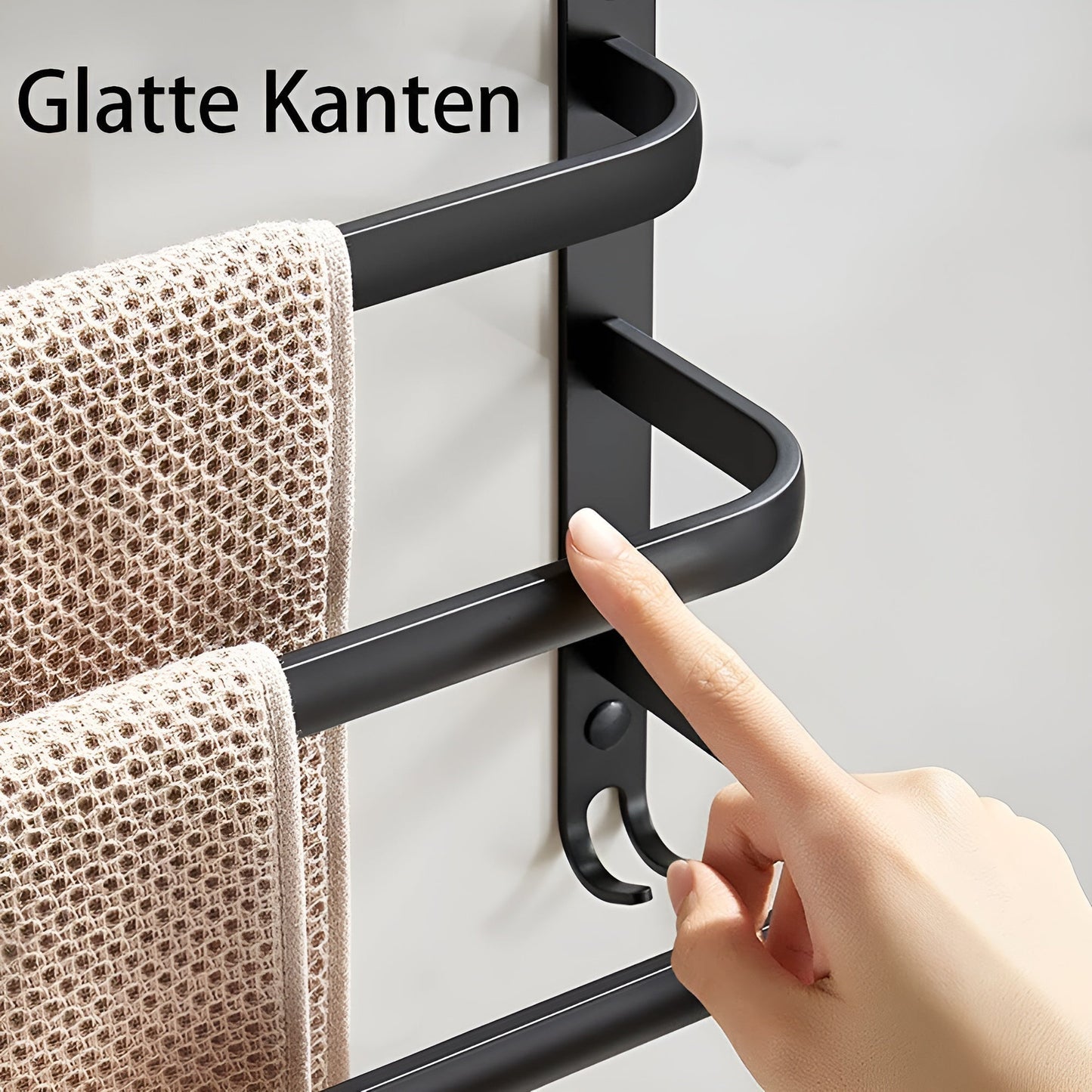 Black 3-Tier Wall-Mounted Towel Holder for Bathroom - view 3