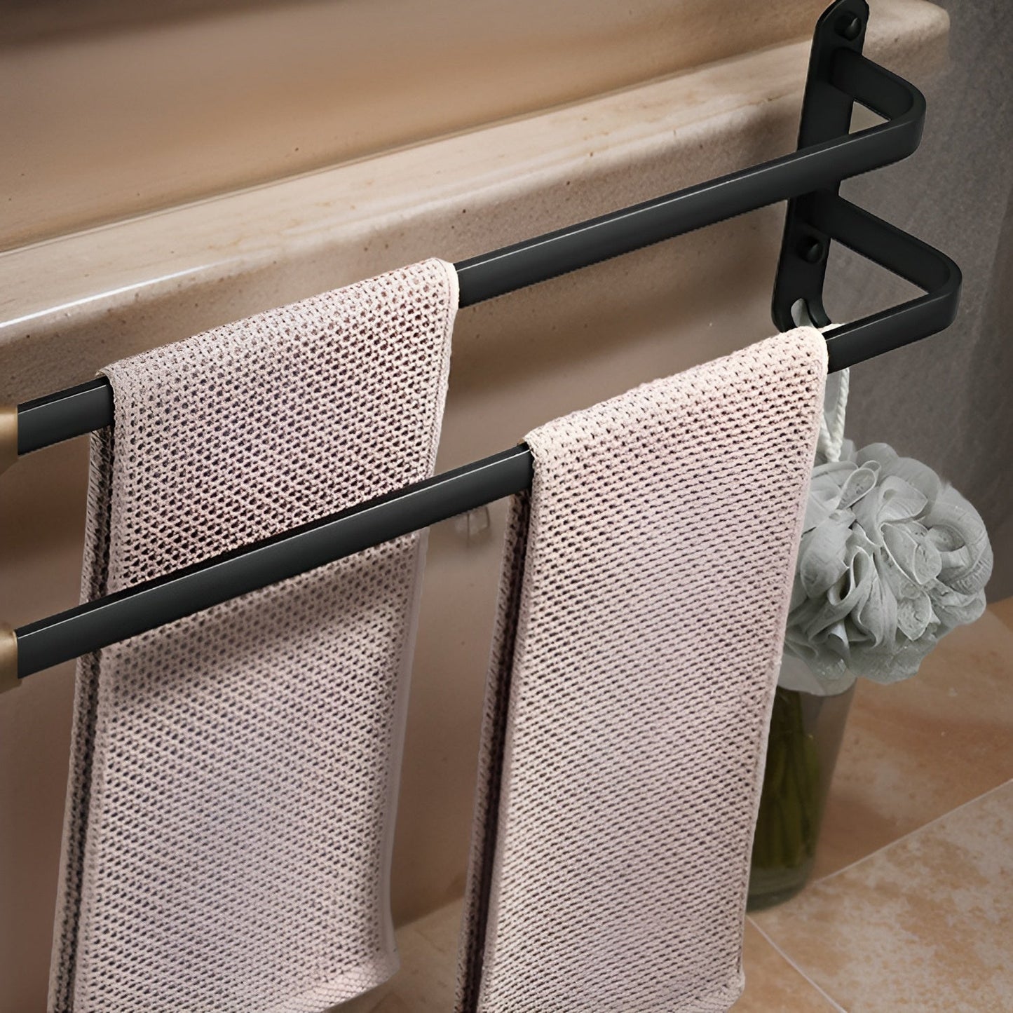 Black 3-Tier Wall-Mounted Towel Holder for Bathroom - view 5