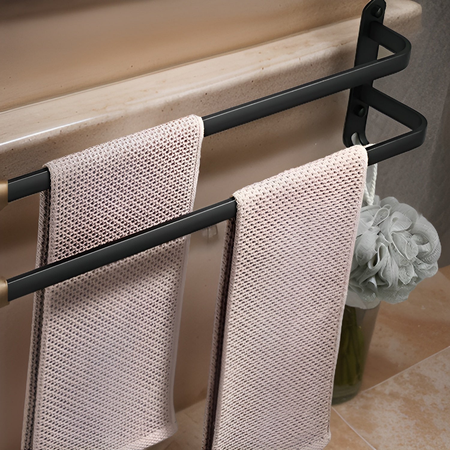 Black 3-Tier Wall-Mounted Towel Holder for Bathroom - view 5