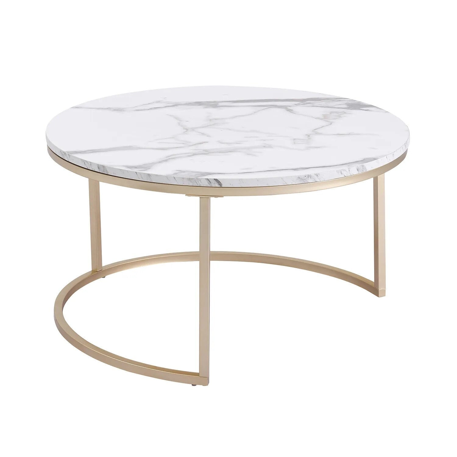 Round Side Table – White Marble with Golden Accents for Modern Living Room Decor – view 6
