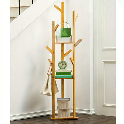 Freestanding Rotating Coat Rack with 9 Hooks and 3 Shelves - view 9