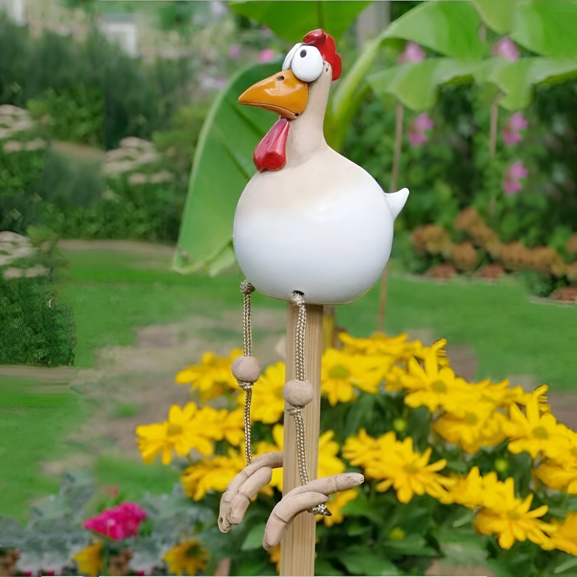 Eccentric Chicken Figure - Weather-Resistant Resin Garden Decor – view 5