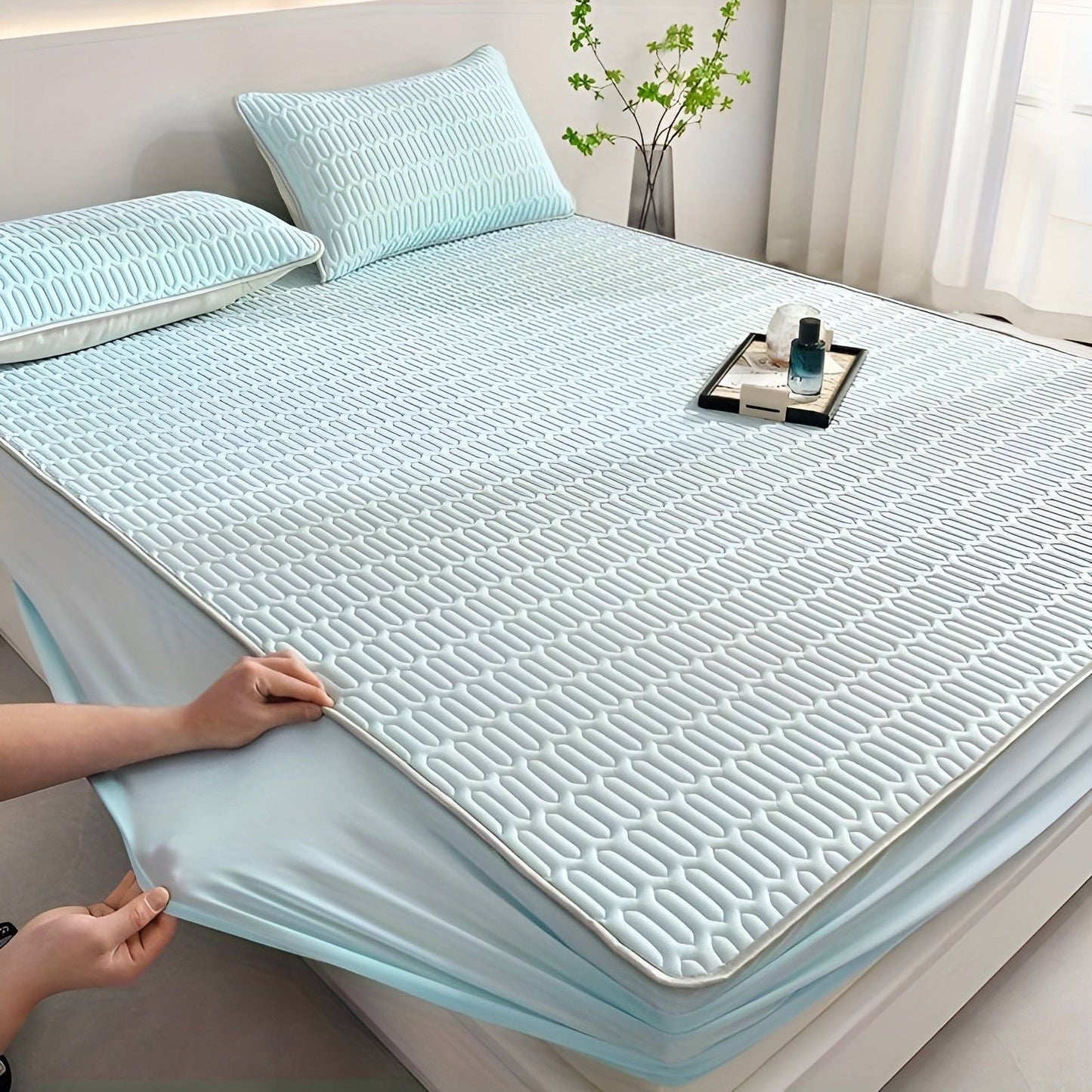 Cooling Mattress Protector Set with Pillowcases for Summer Sleep - view 2