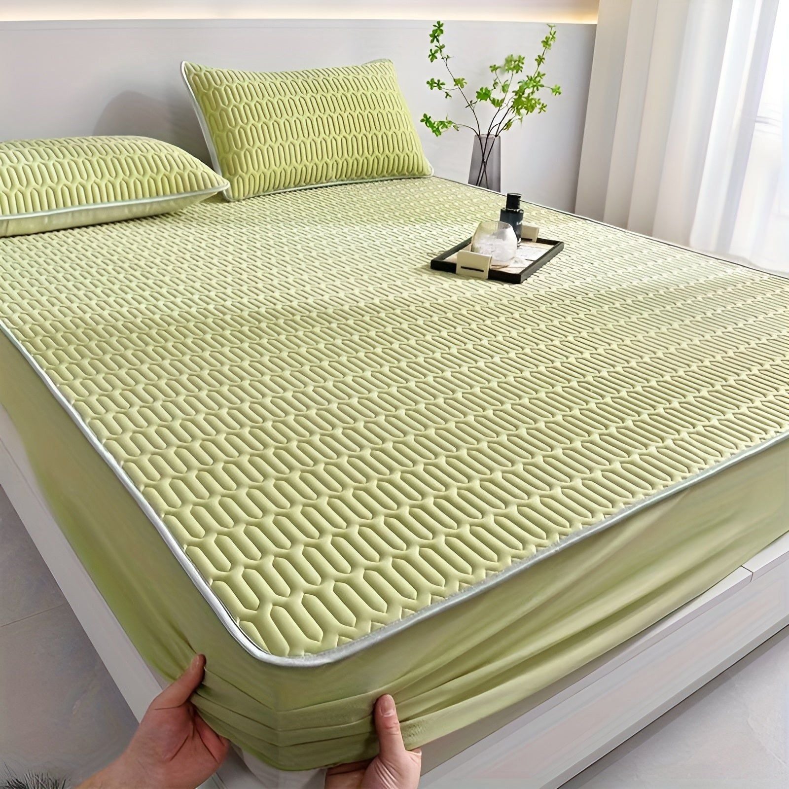 Cooling Mattress Protector Set with Pillowcases for Summer Sleep - view 4