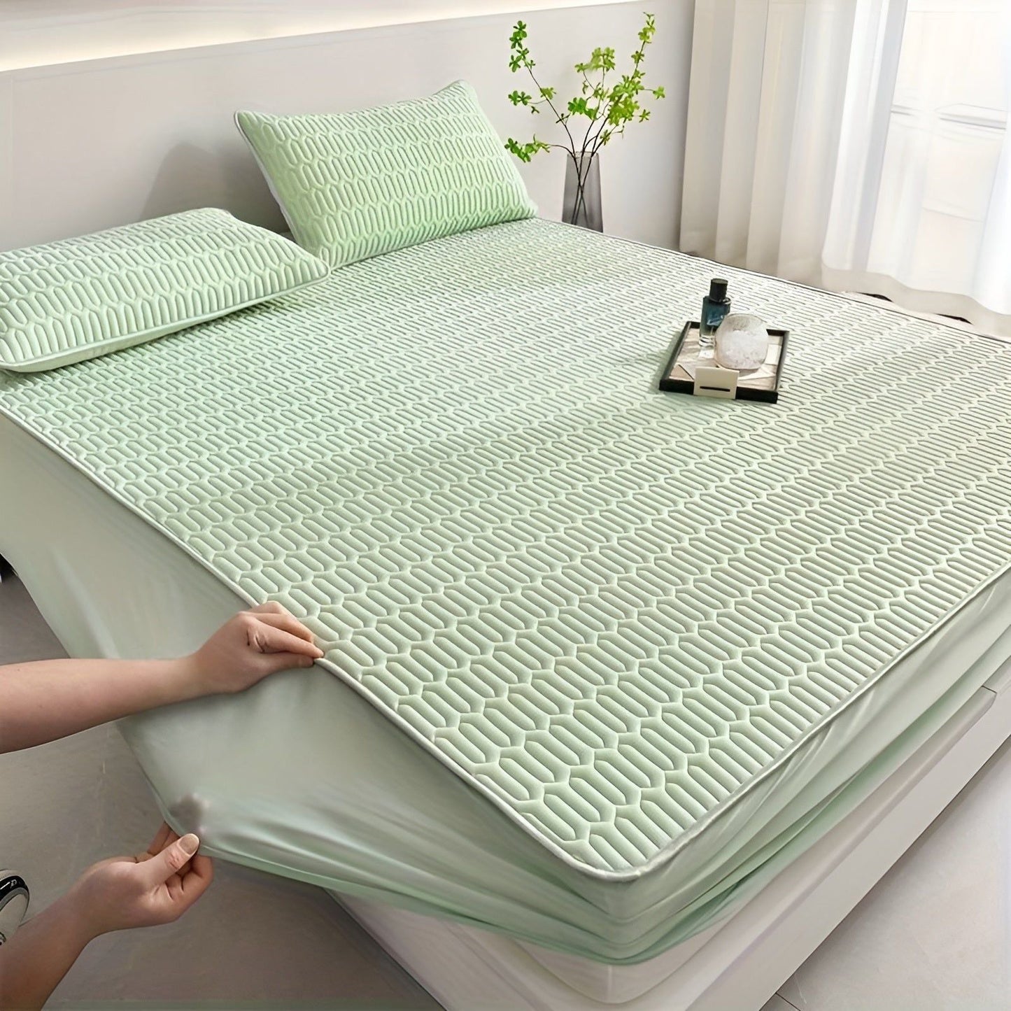 Cooling Mattress Protector Set with Pillowcases for Summer Sleep - view 6
