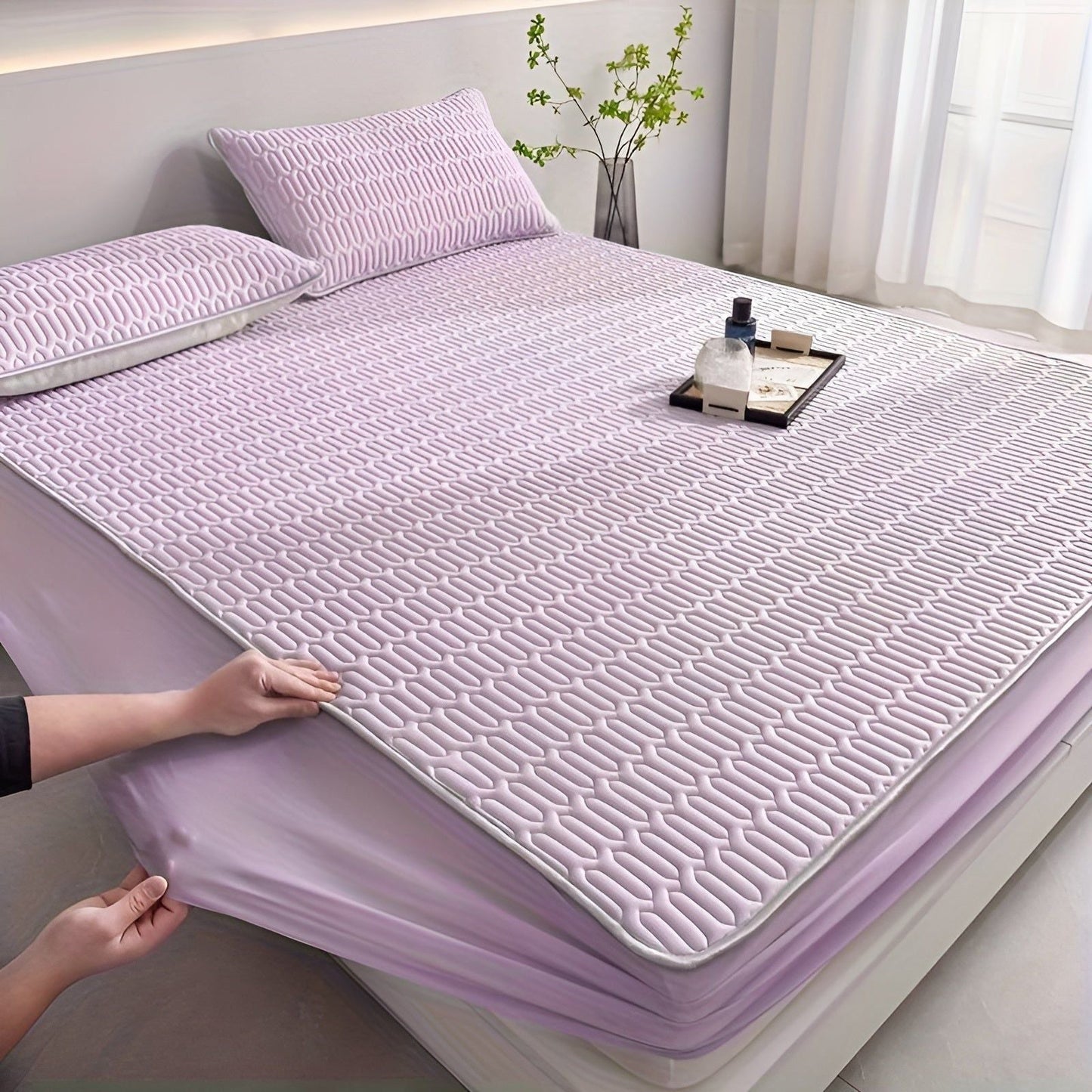 Cooling Mattress Protector Set with Pillowcases for Summer Sleep - view 7