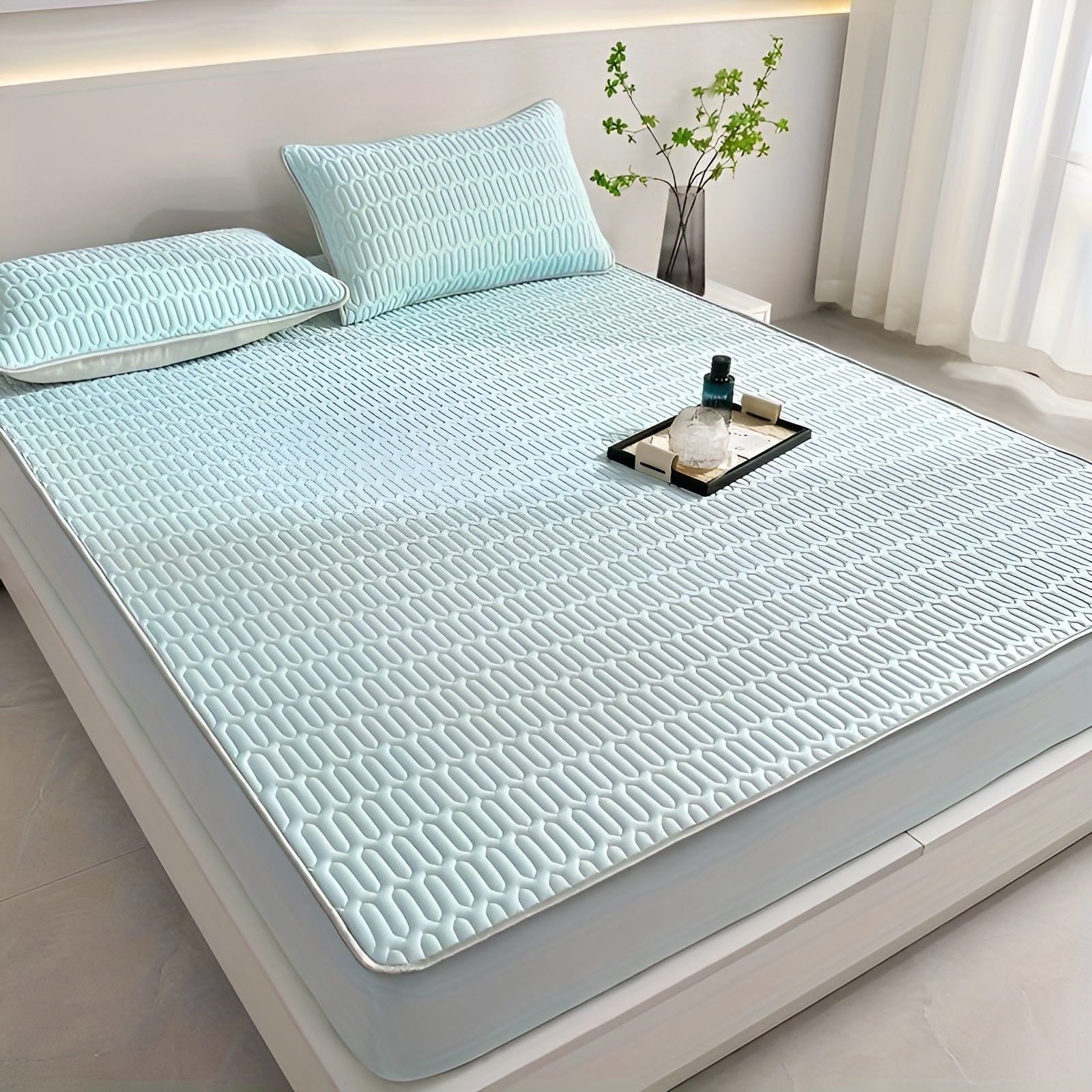 Cooling Mattress Protector Set with Pillowcases for Summer Sleep - view 9