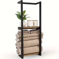 Modern Carbon Steel Bathroom Wall Shelf – Rustic Design for Towels