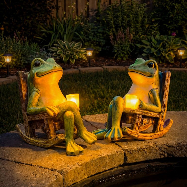 Solar Frog Garden Light - Decorative Outdoor Figure - view 2
