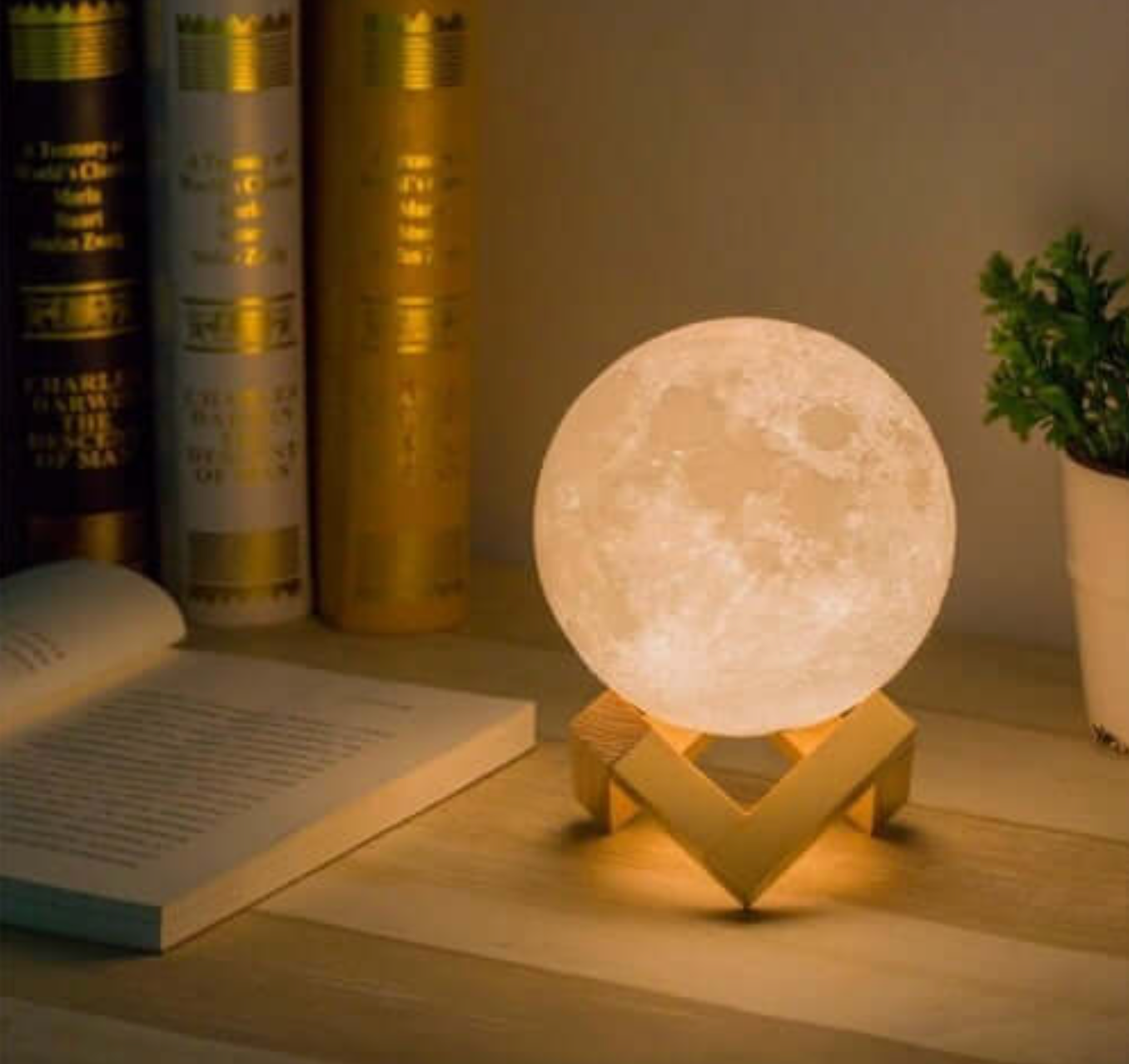LED Moon Lamp – Wireless, Dimmable with 16 Colors and Stand - view 2