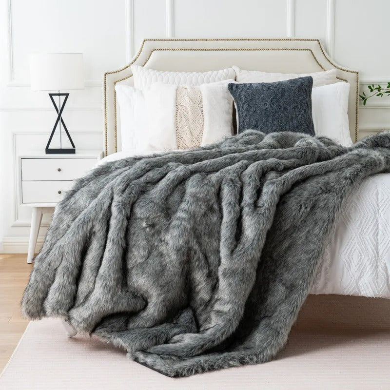 Soft Gray Blanket - Elegant Accent for Living Room or Bedroom - view 7
